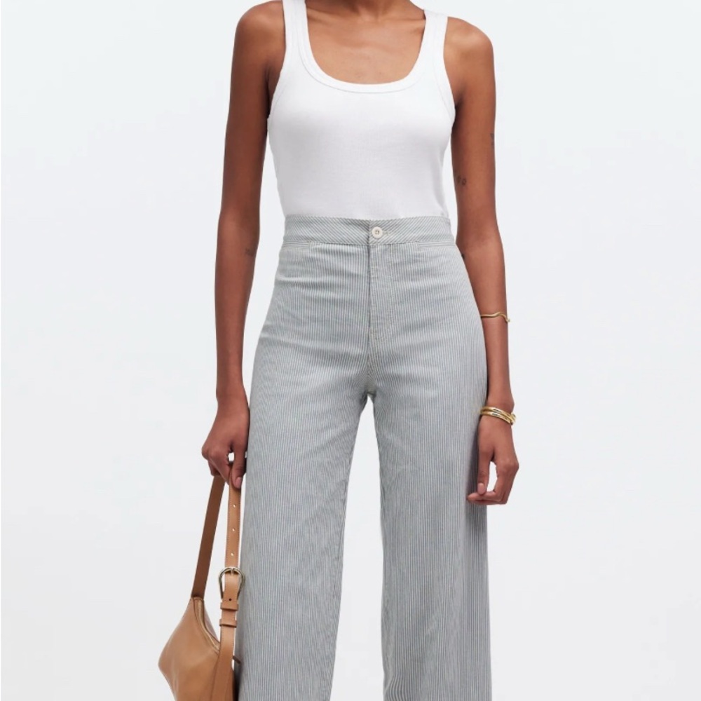 Madewell Emmet Wide Leg Jean green/grey stripes